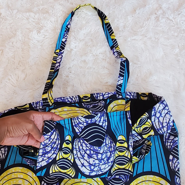 Abstract Blue and Yellow Tote Bag